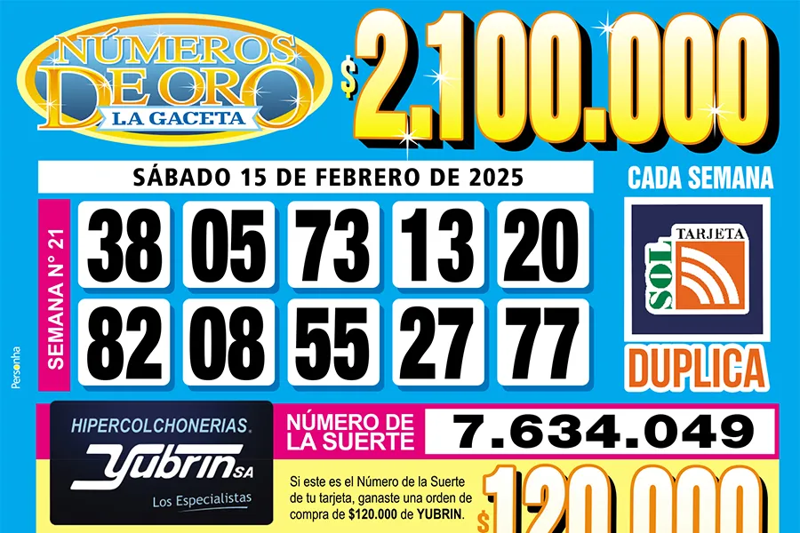 Los Números de Oro de LA GACETA del 15 de febrero de 2024