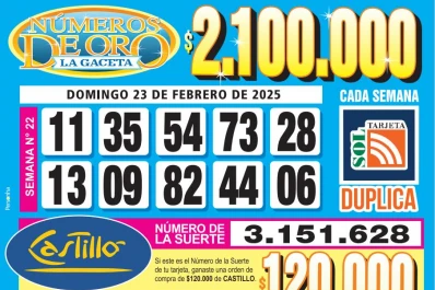Los Números de Oro de LA GACETA del 23 de febrero de 2025