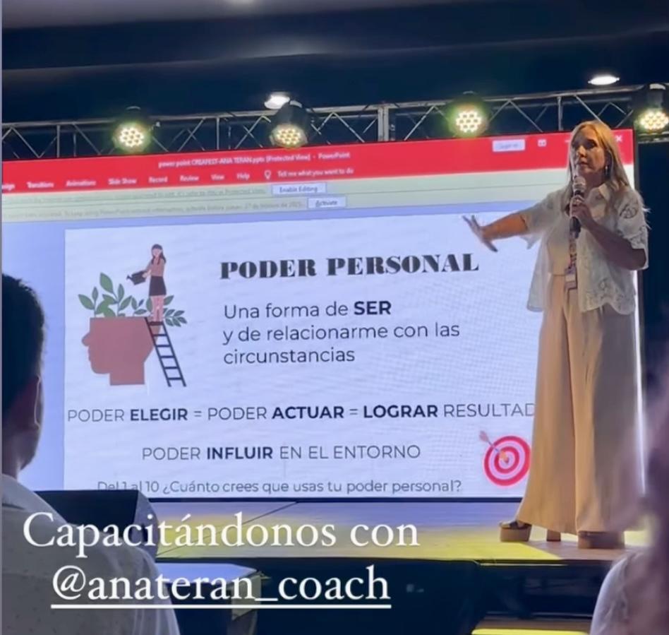 PODER PERSONAL. Ana Terán en la disertación en Creafest. / CAPTURA DE PANTALLA DE INSTAGRAM