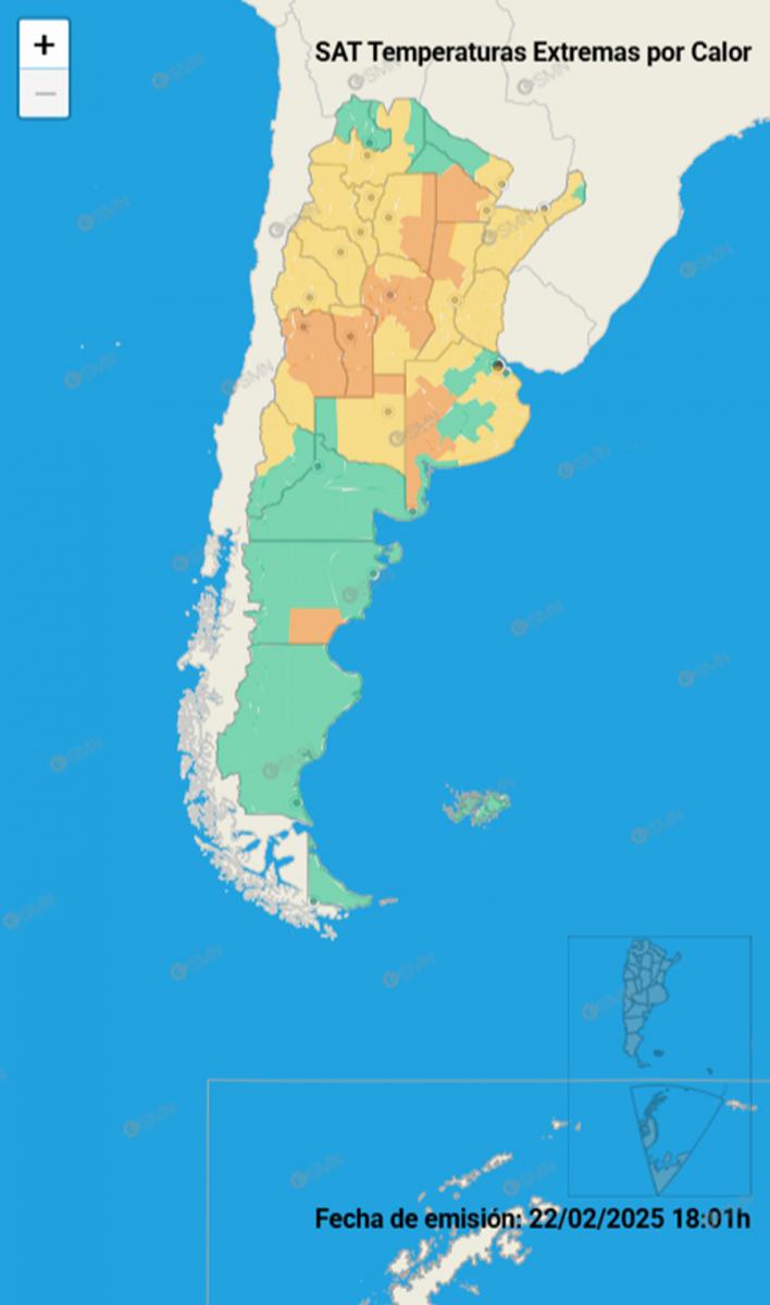 Mapa de alertas del Servicio Meteorológico Nacional