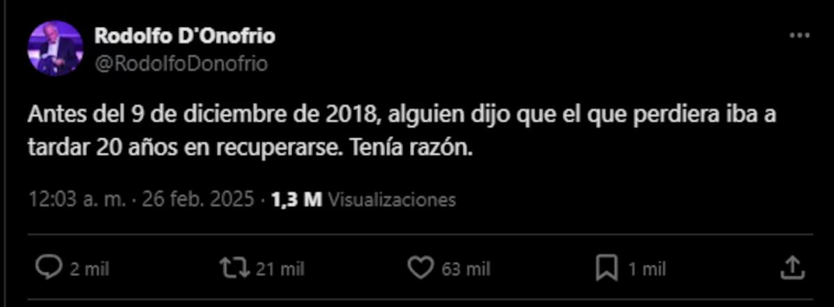 La burla de Rodolfo D´Onofrio a Boca tras la eliminación de la Copa Libertadores: “Tenía razón”