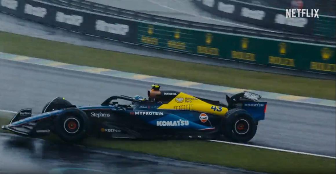 EL CHOQUE. Por el momento, en el trailer la desafortunada aparición de Colapinto es en su choque durante el Gran Premio de Brasil