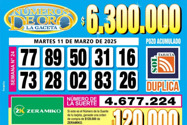 Los Números de Oro de LA GACETA del 11 de marzo de 2025