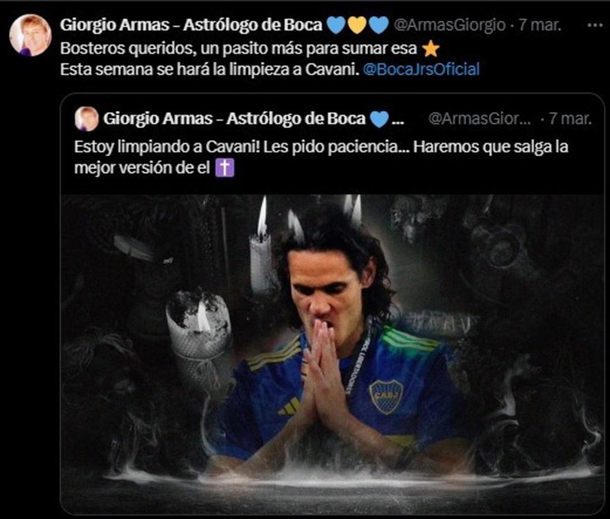 El astrólogo de Boca habló sobre un posible embrujo a Cavani: “Lo estamos limpiando”