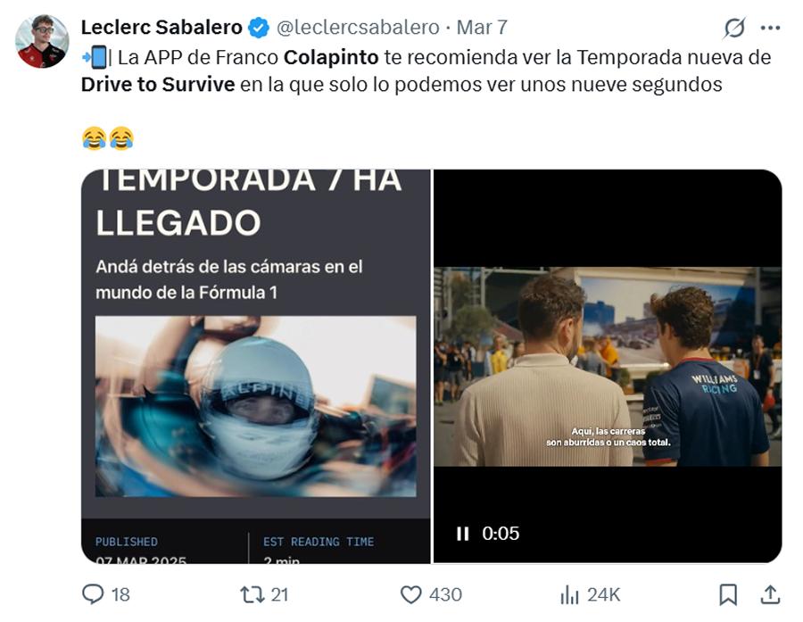 ¿Netflix ocultó a Colapinto en Drive to Survive? La decepción de los argentinos en redes sociales