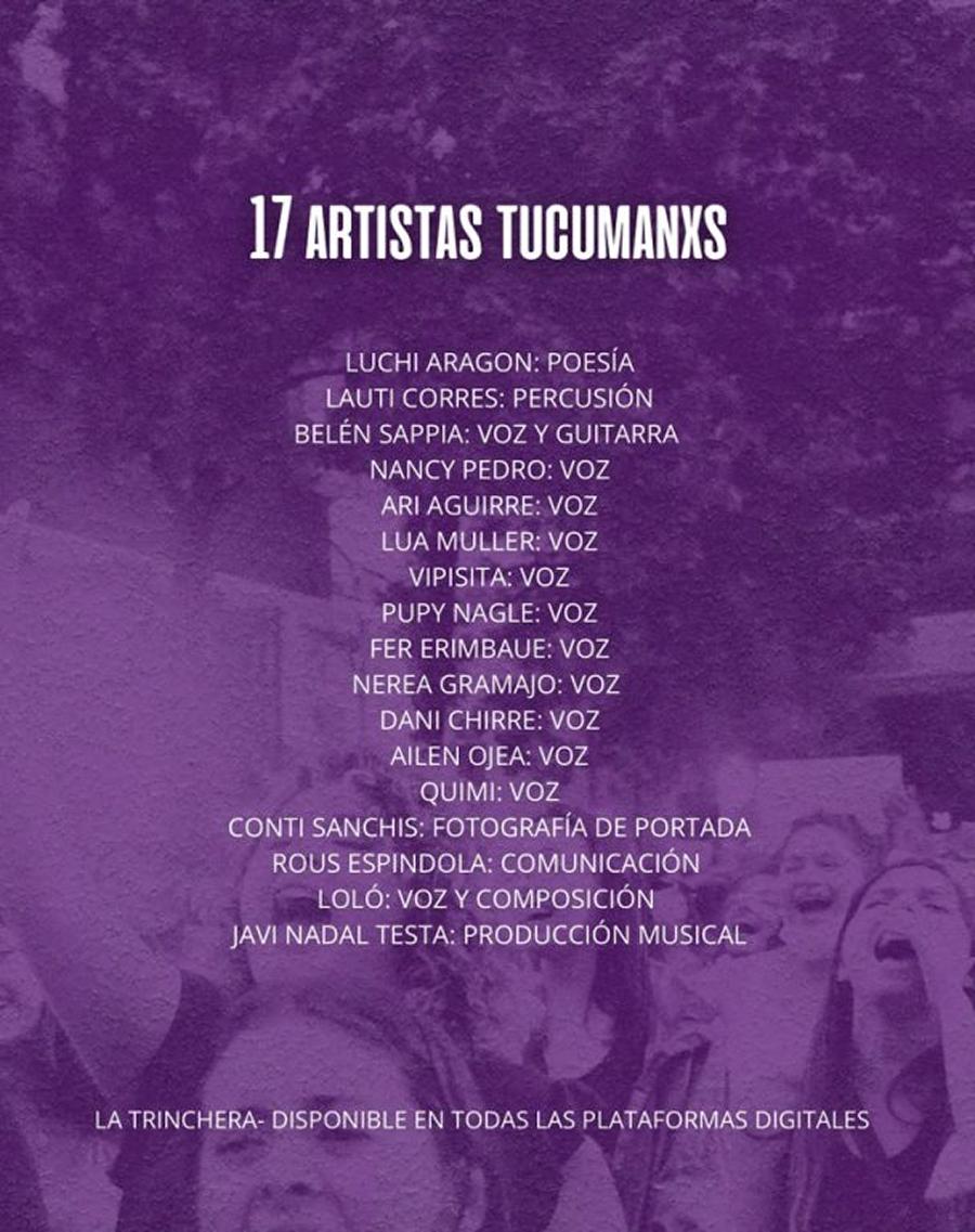 LA LISTA COMPLETA. Estas son todas las personas que participaron de la creación de la obra. / LA TRINCHERA