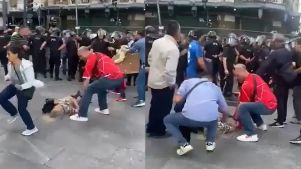 Marcha en el Congreso: un policía golpeó a una jubilada y la dejó inconsciente