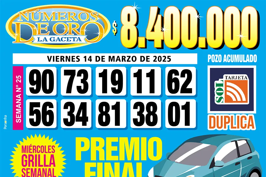 Los Números de Oro de LA GACETA del 14 de marzo de 2025