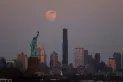 Las espectaculares imágenes que dejó el eclipse lunar total de esta madrugada