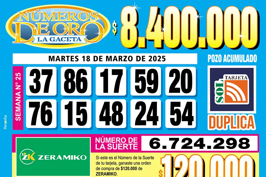 Los Números de Oro de LA GACETA del 18 de marzo de 2025