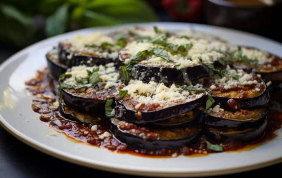 Milhojas de berenjenas para el ayuno de cuaresma.