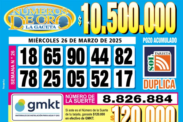 Los Números de Oro de LA GACETA del 26 de marzo de 2025
