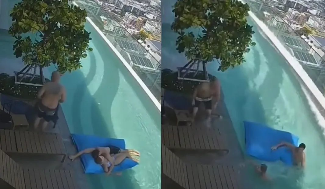 Aterrador: vivieron el terremoto de Tailandia en una piscina de la azotea