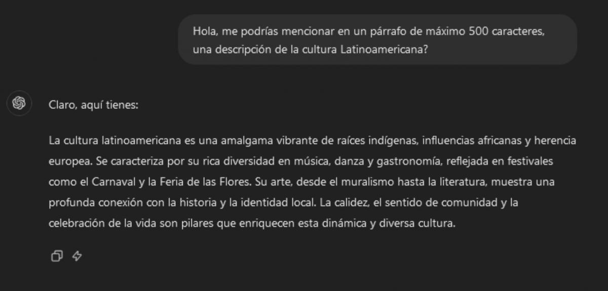 LA RESPUESTA DE CHAT-GPT. Esta captura de pantalla forma parte de la justificación oficial de una IA latinoamericana. / LATAM-GPT