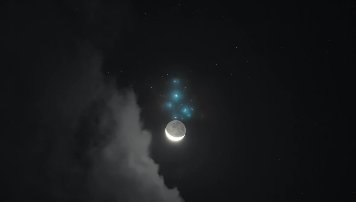 La Luna visita a las estrellas hermanas. 