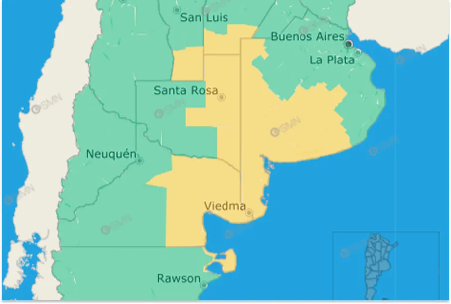 El mapa de alerta meteorológica para el martes 15 de abril.