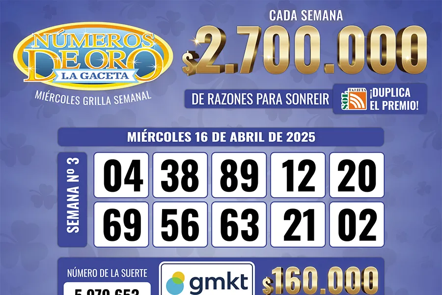 Los Números de Oro de LA GACETA del 16 de abril de 2025