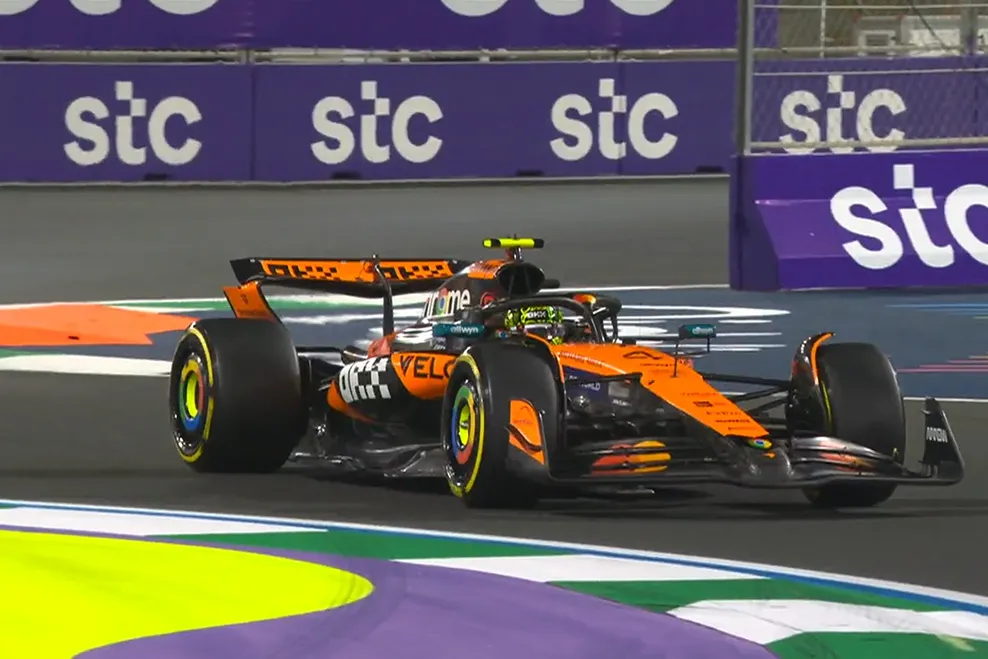 Con un final accidentado, Lando Norris logró el mejor tiempo en la segunda práctica libre del Gran Premio de Arabia Saudita