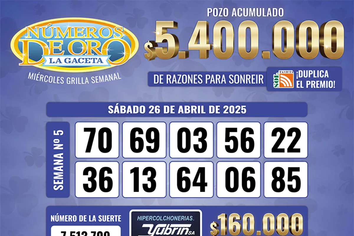 Los Números de Oro de LA GACETA del 26 de abril de 2025