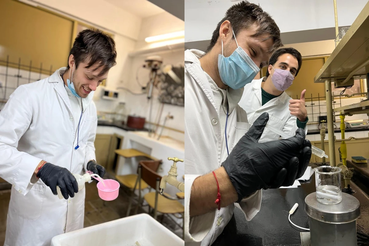 CIENCIA EN ACCIÓN. Benjamín en sus años de estudiante en el laboratorio de la Facultad de Bioquímica de la UNT.