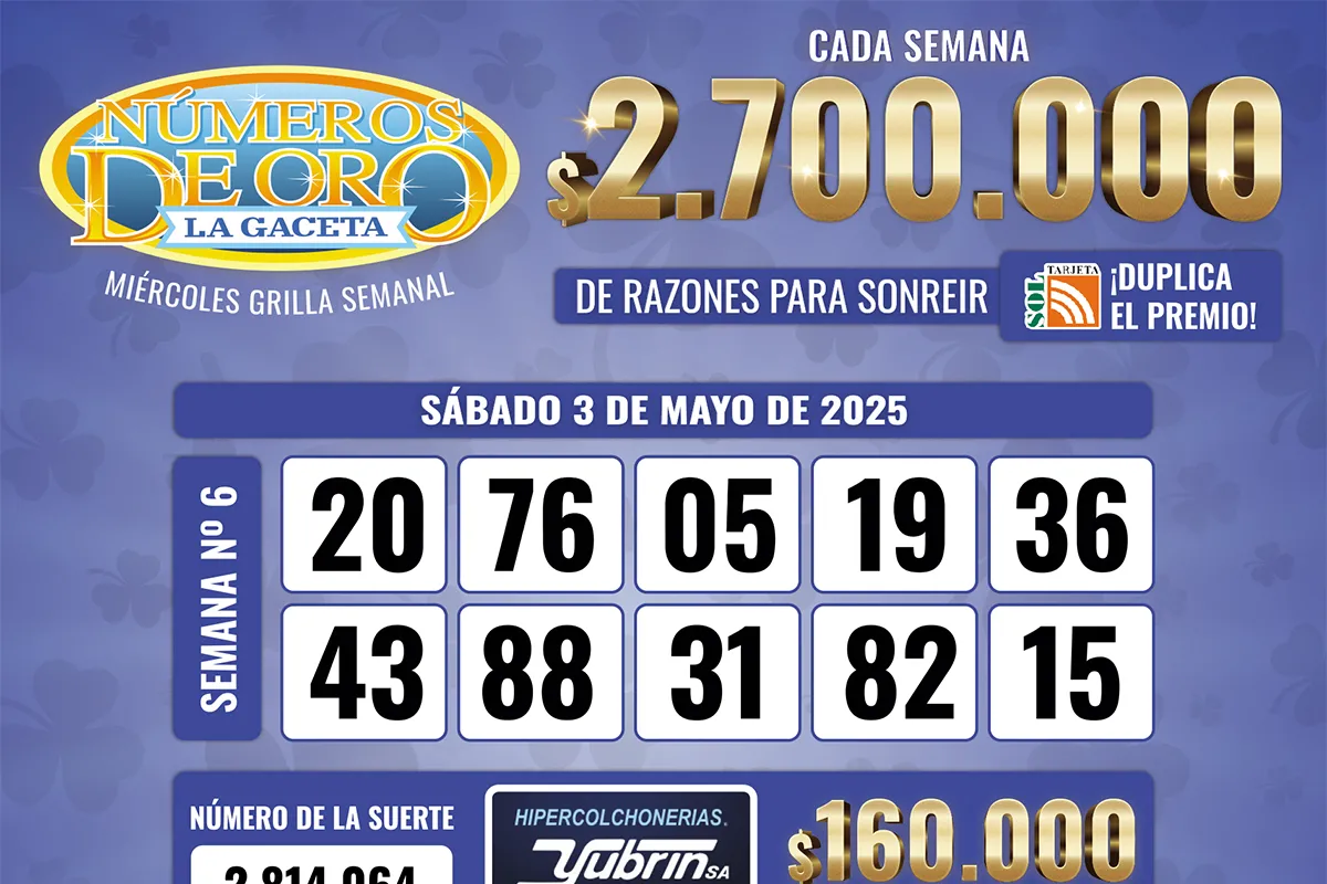 Los Números de Oro de LA GACETA del 3 de mayo de 2025