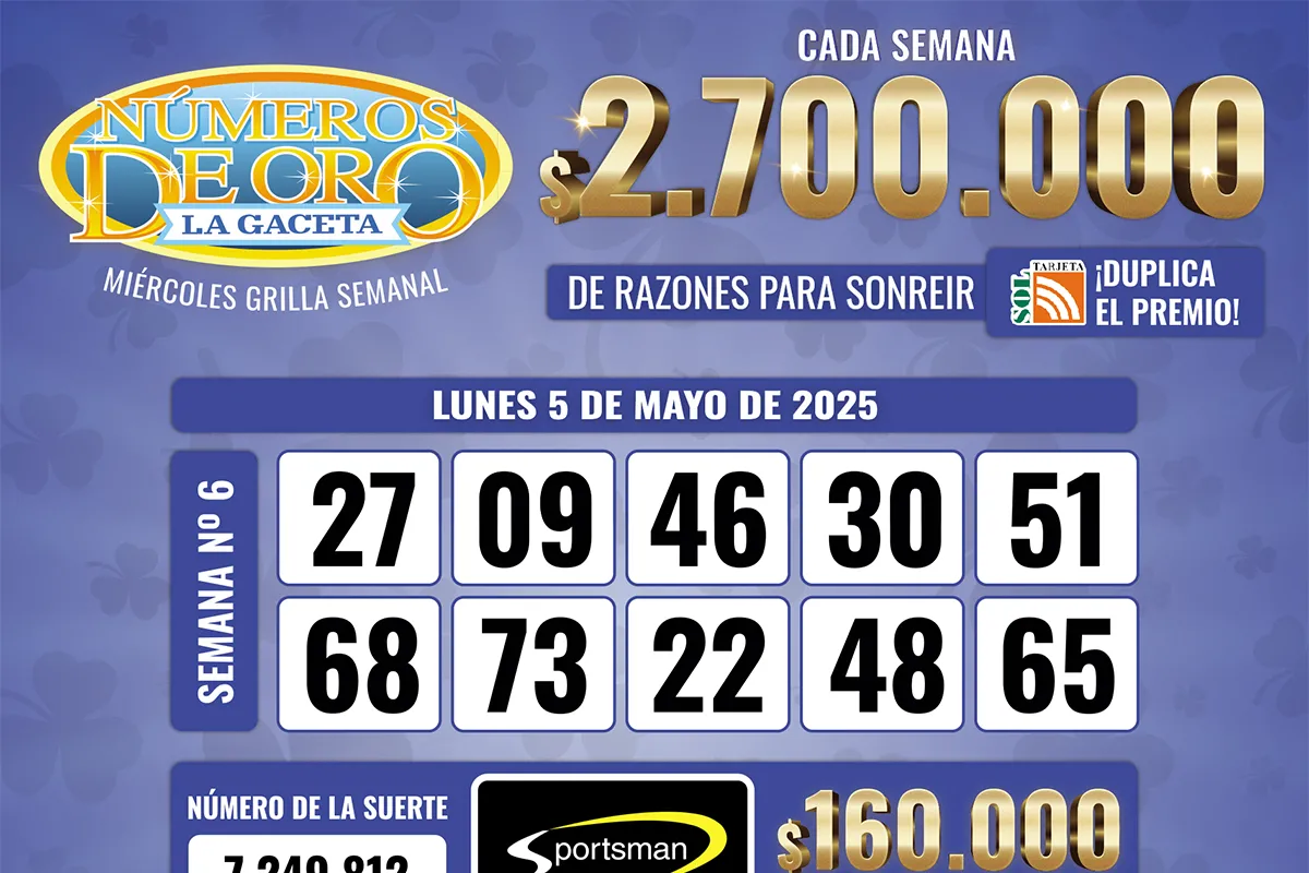 Los Números de Oro de LA GACETA del 5 de mayo de 2025