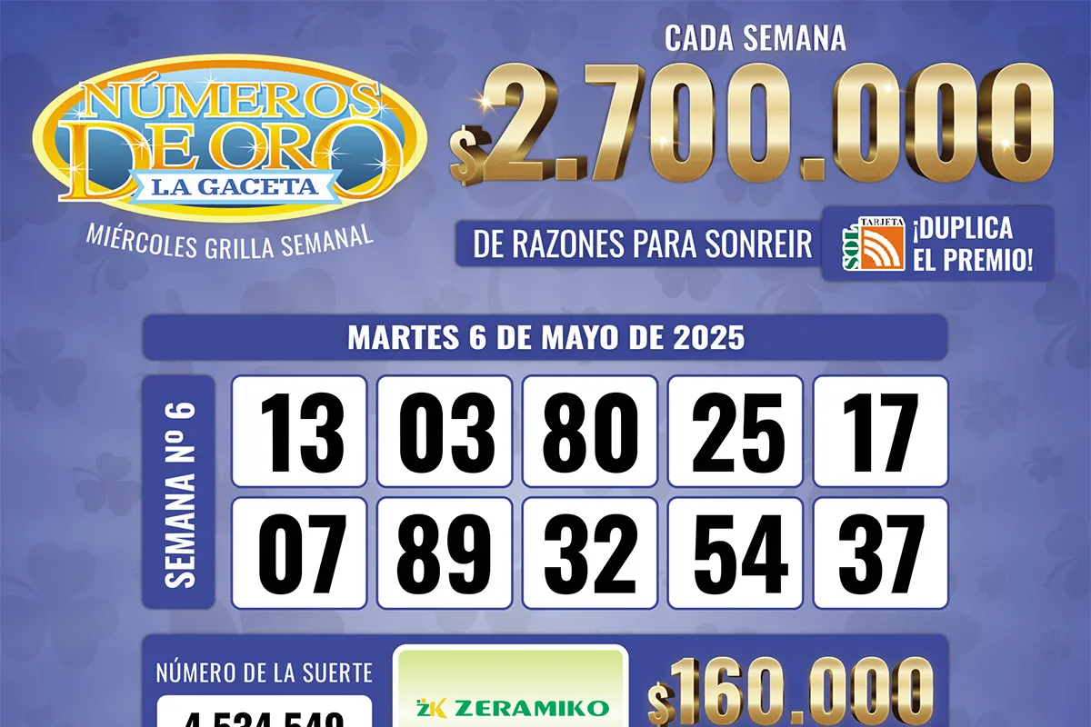 Los Números de Oro de LA GACETA del 6 de mayo de 2025