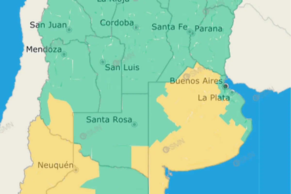 El centro del país y la Patagonia están bajo alerta meteorológica.