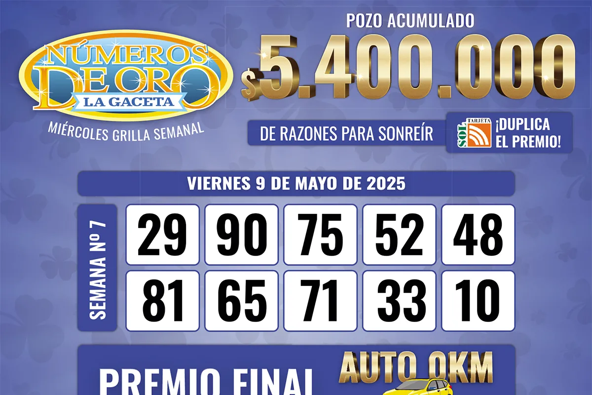 Los Números de Oro de LA GACETA del 9 de mayo de 2025