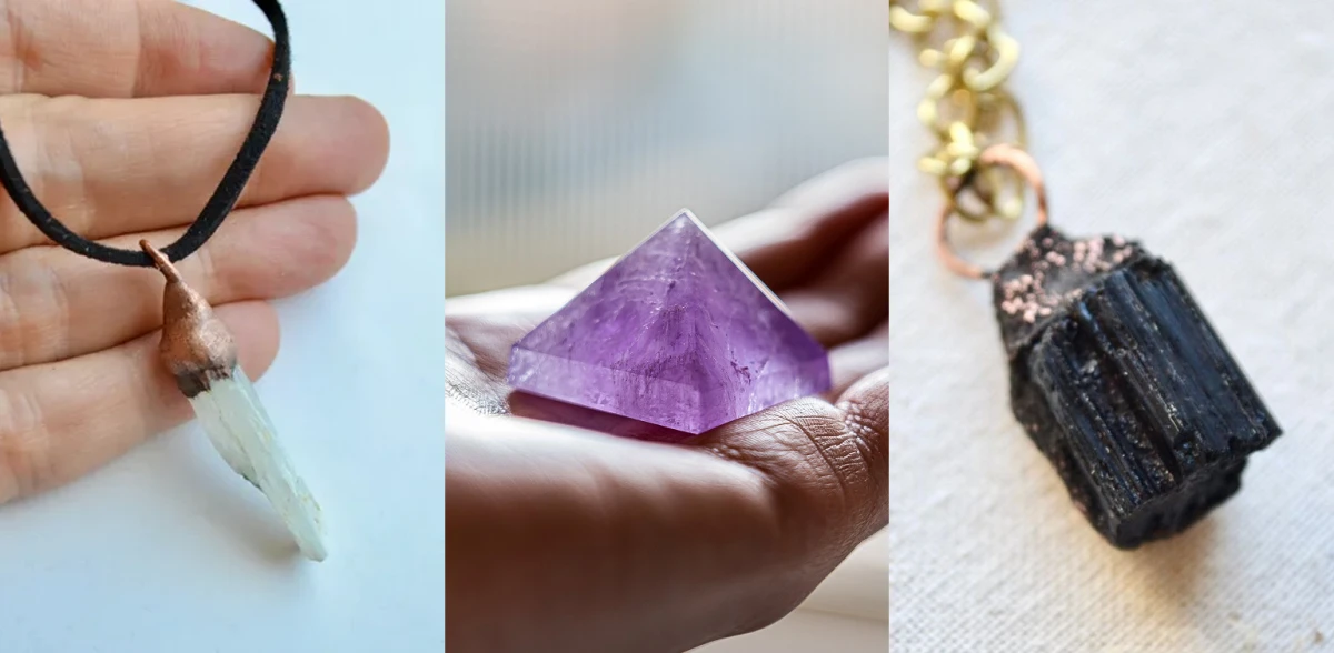 De izquierda a derecha: piedra blanca, opción 1; piedra lila, opción 2; piedra negra, opción 3.