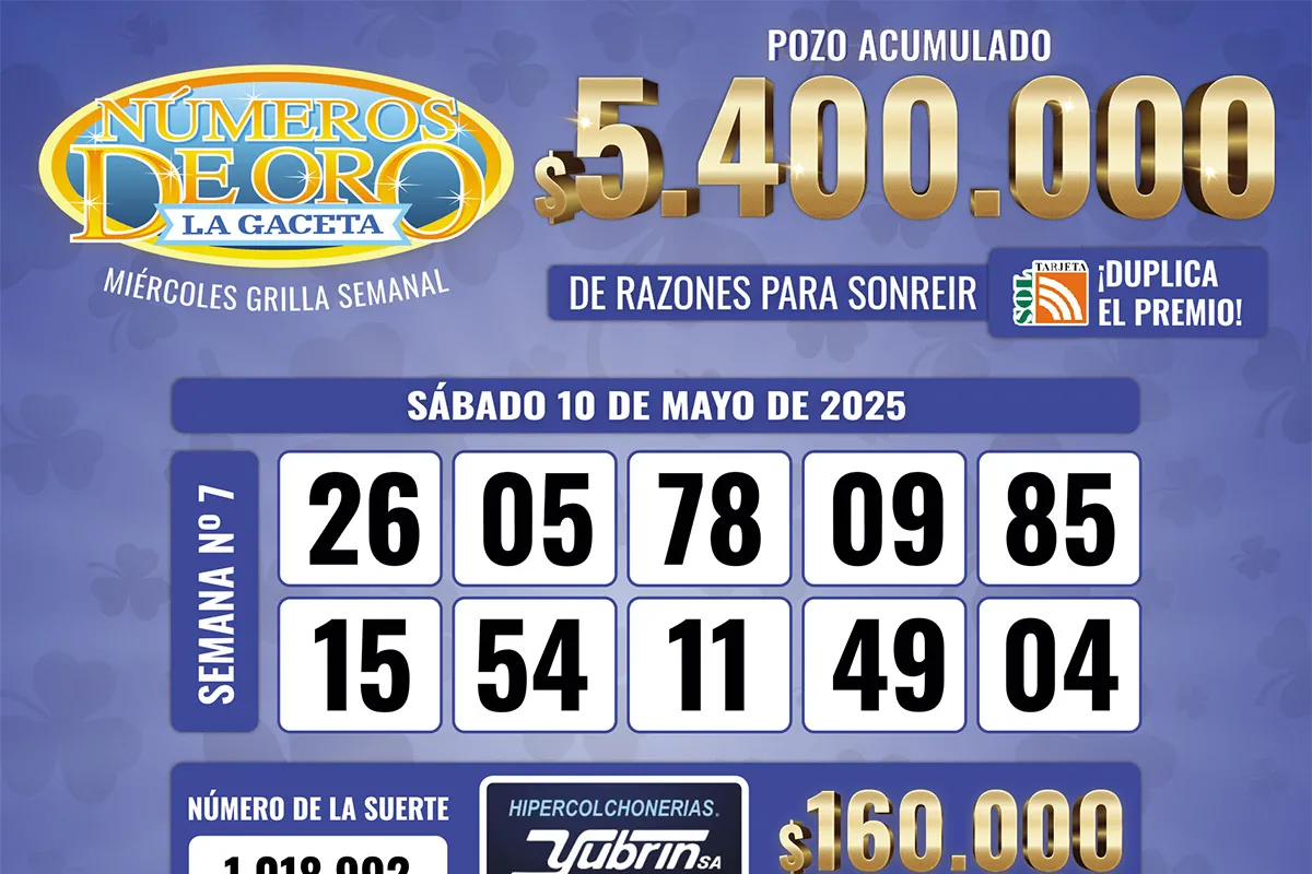 Los Números de Oro de LA GACETA del 10 de mayo de 2025