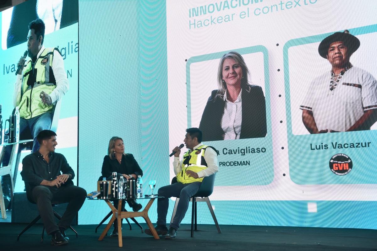 LOS PROTAGONISTAS. Ellos son Julián Losardo, director ejecutivo de Unaje; Ivana Cavigliasso, directora de Prodeman (Maní King), y Luis Vacazur, CEO y fundador de GVH Logística Minera. / OSVALDO RIPOLL, LA GACETA