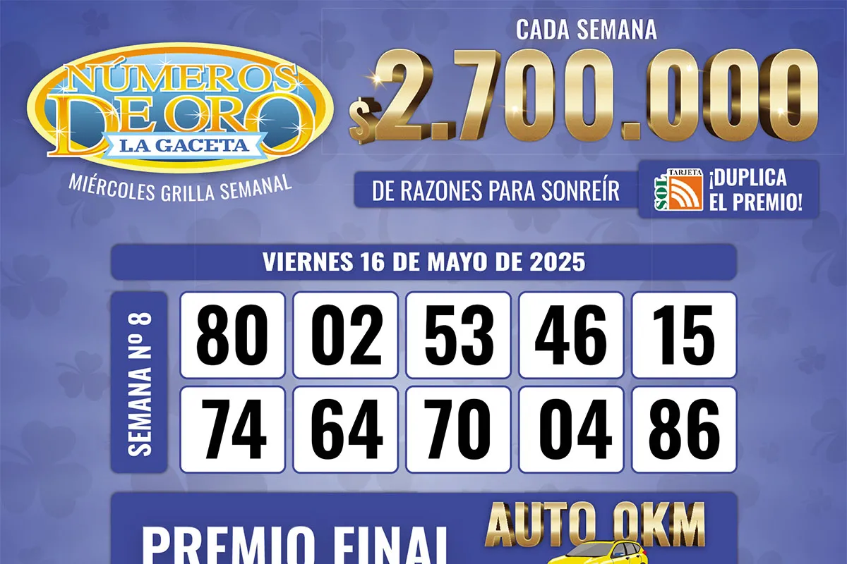Los Números de Oro de LA GACETA del 16 de mayo de 2025