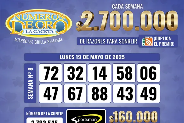 Los Números de Oro de LA GACETA del 19 de mayo de 2025