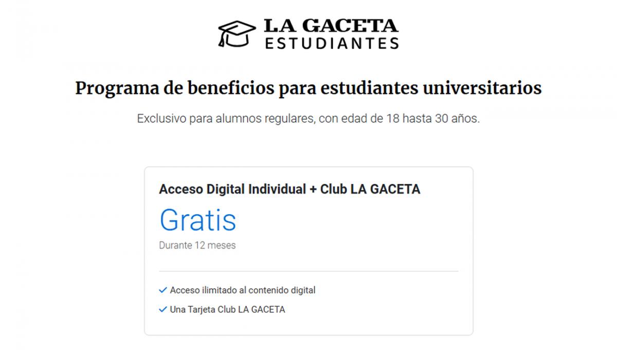 BENEFICIO EXCLUSIVO. Estudiantes universitarios de Tucumán podrán tener una suscripción gratuita por un año. / CAPTURA DE PANTALLA