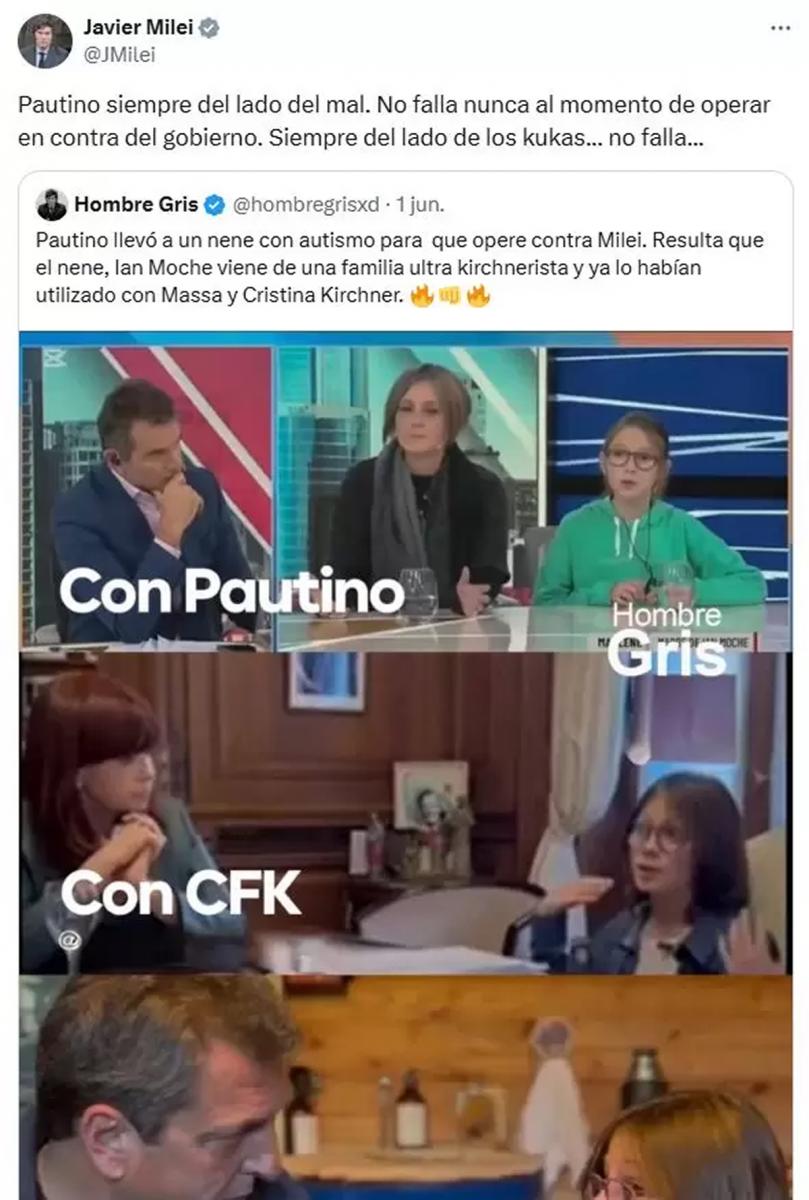 EL ATAQUE DE MILEI. El episodio generó repudios generalizados y se da en medio del debate por la Ley de Emergencia en Discapacidad. / CAPTURA DE PANTALLA