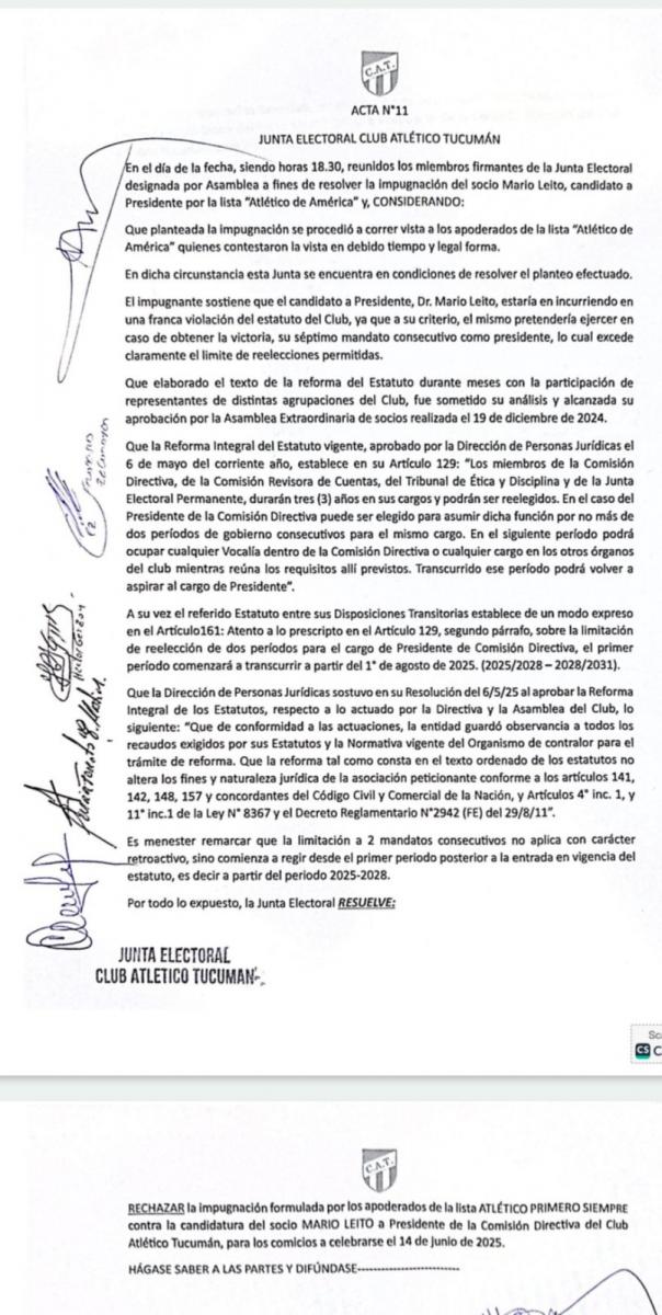 La tajante decisión que tomó la Junta Electoral de Atlético Tucumán ante los pedidos de impugnación a Leito y Poviña