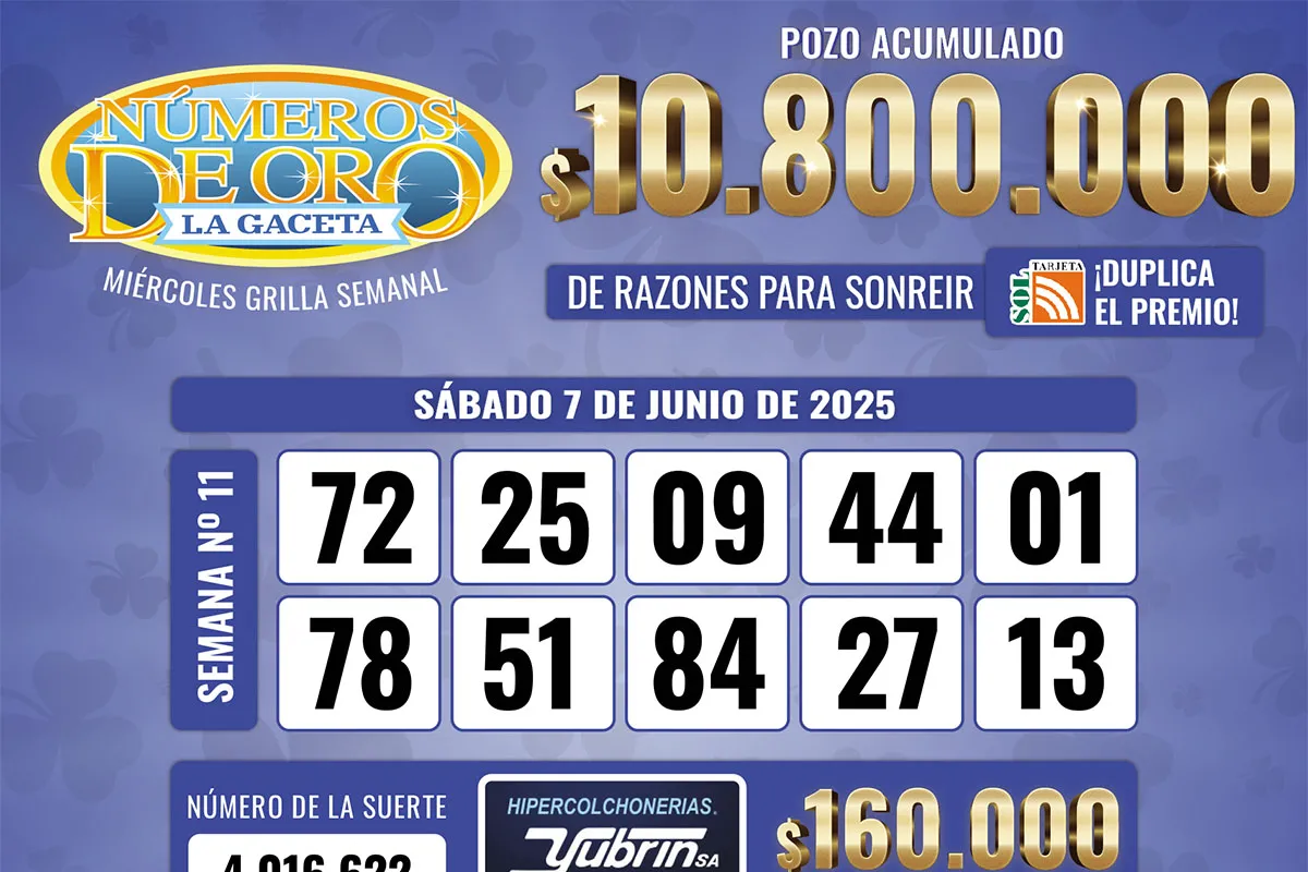 Los Números de Oro de LA GACETA del 7 de junio de 2025
