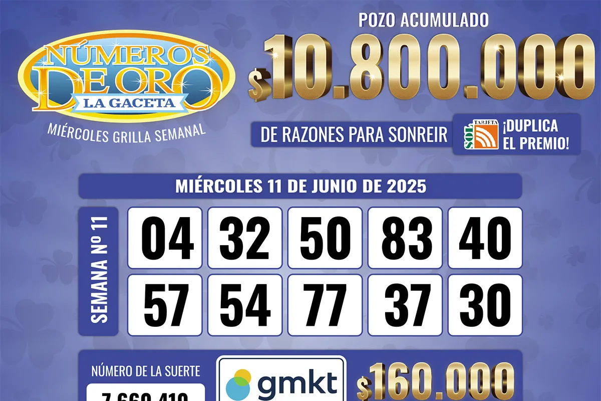 Los Números de Oro de LA GACETA del 11 de junio de 2025
