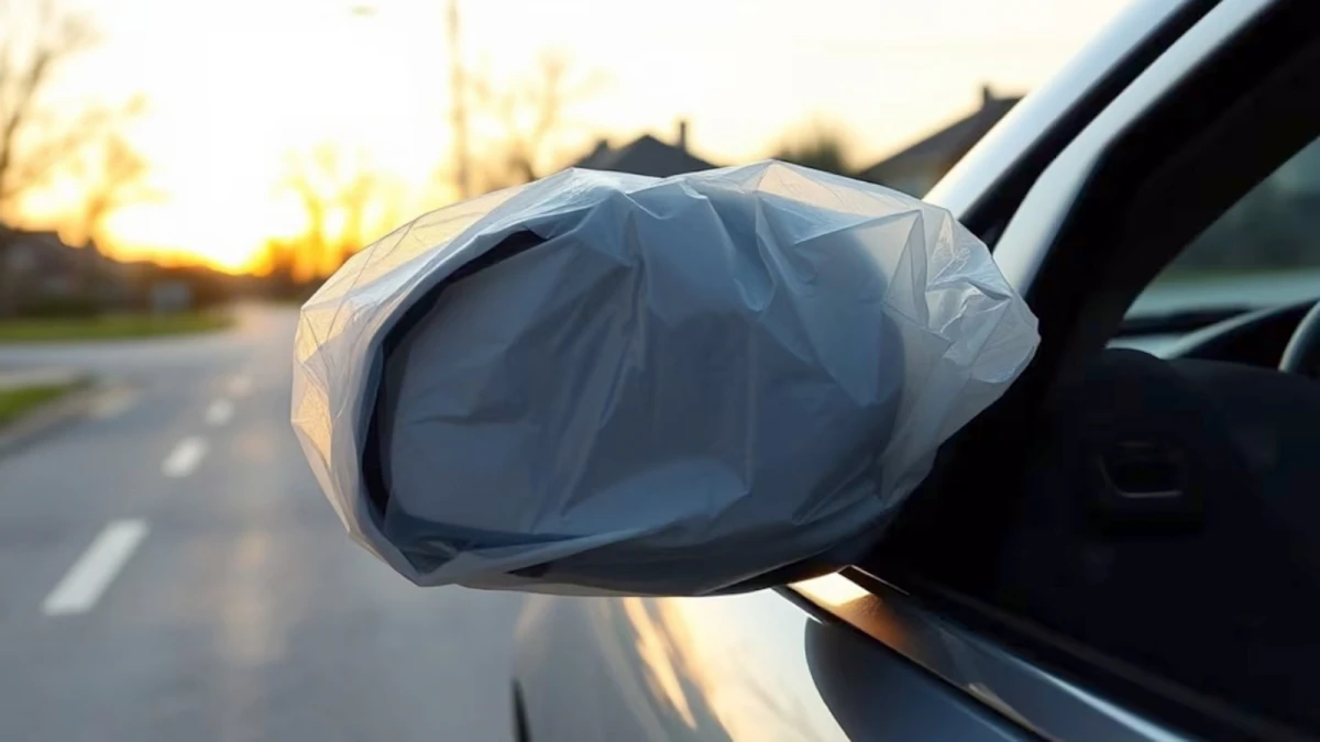 Muchas personas cubren los espejos retrovisores de sus autos con bolsas de plástico