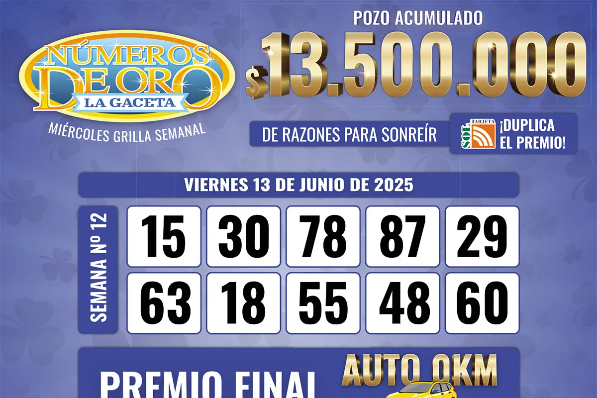 Los Números de Oro de LA GACETA del 13 de junio de 2025