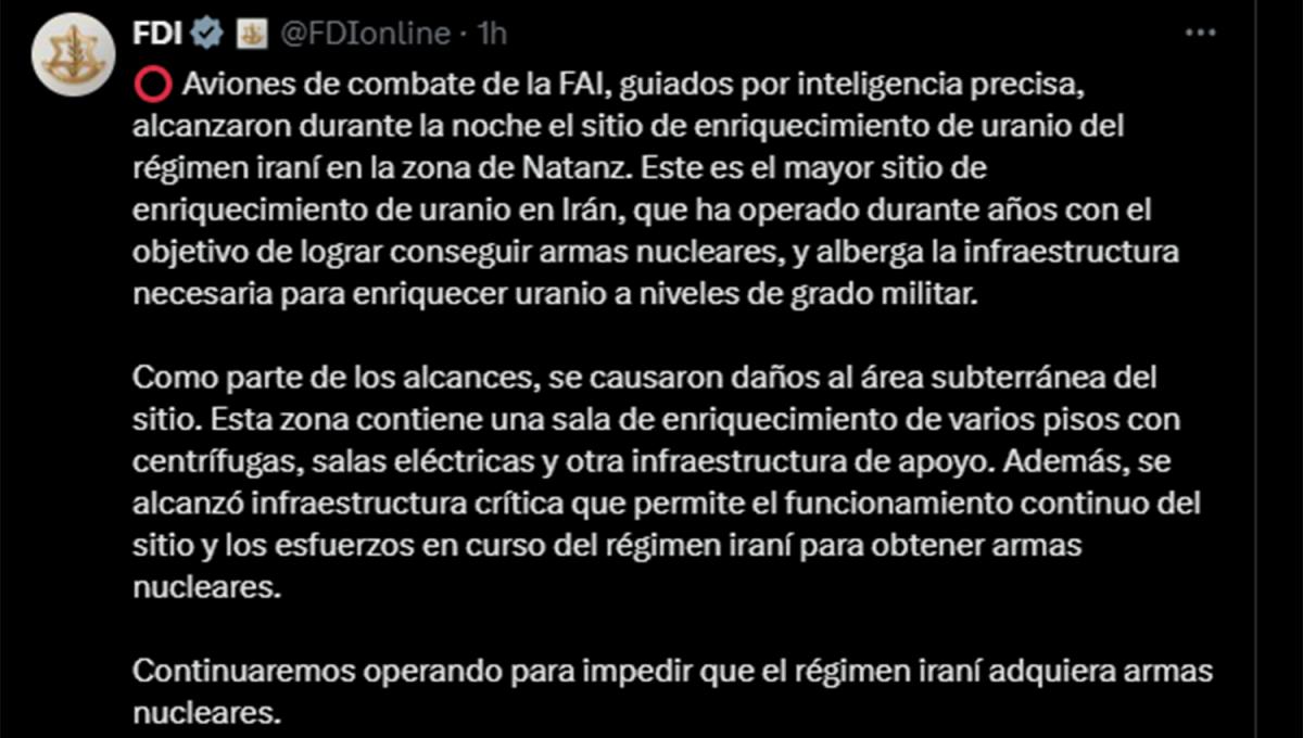 Israel aseguró que Irán lanzó una ofensiva con 100 drones