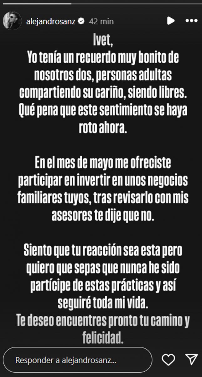 Te dije que no: Alejandro Sanz respondió a la mujer que lo acusó de usarla