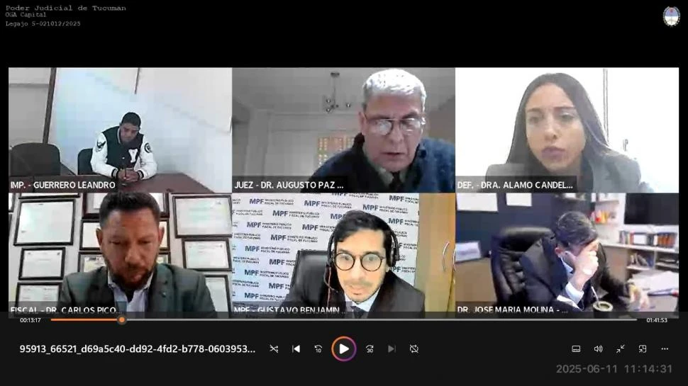 TENSIÓN. Un momento de la audiencia contra Leandro Guerrero.