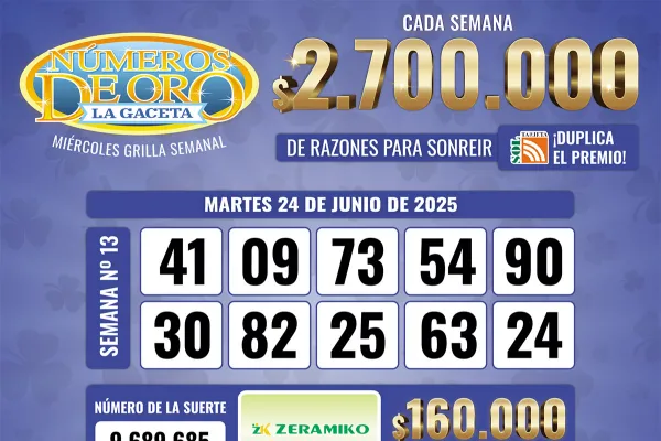 Los Números de Oro de LA GACETA del 24 de junio de 2025