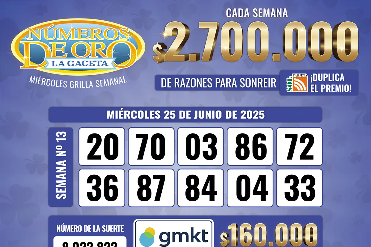 Los Números de Oro de LA GACETA del 25 de junio de 2025