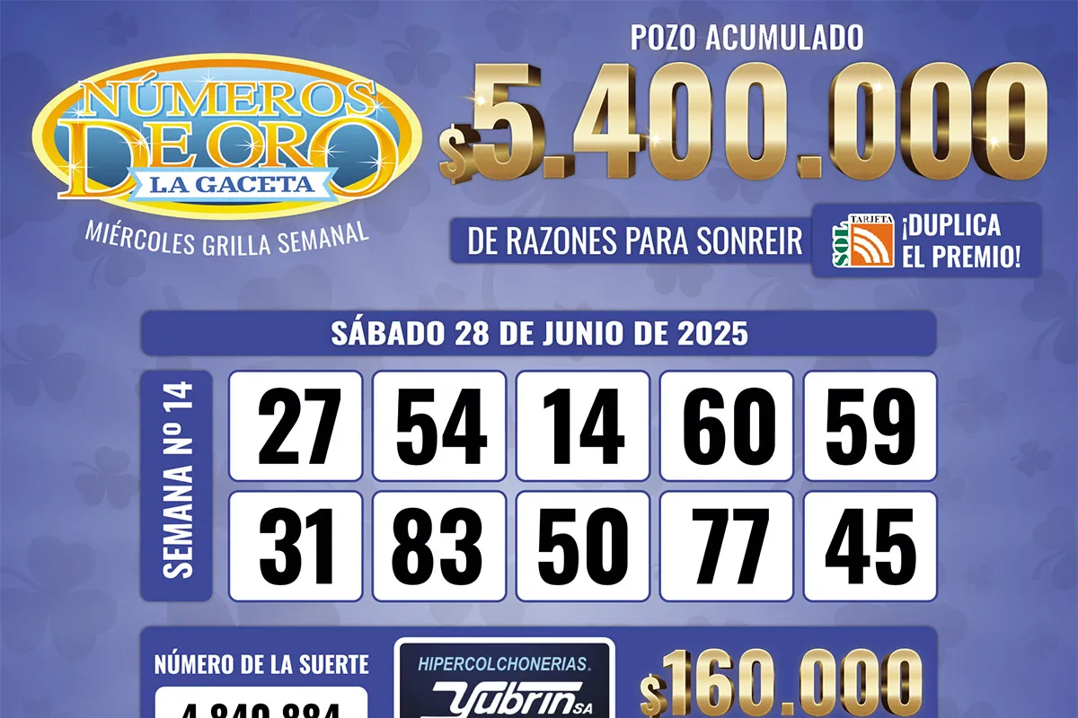 Los Números de Oro de LA GACETA del 28 de junio de 2025