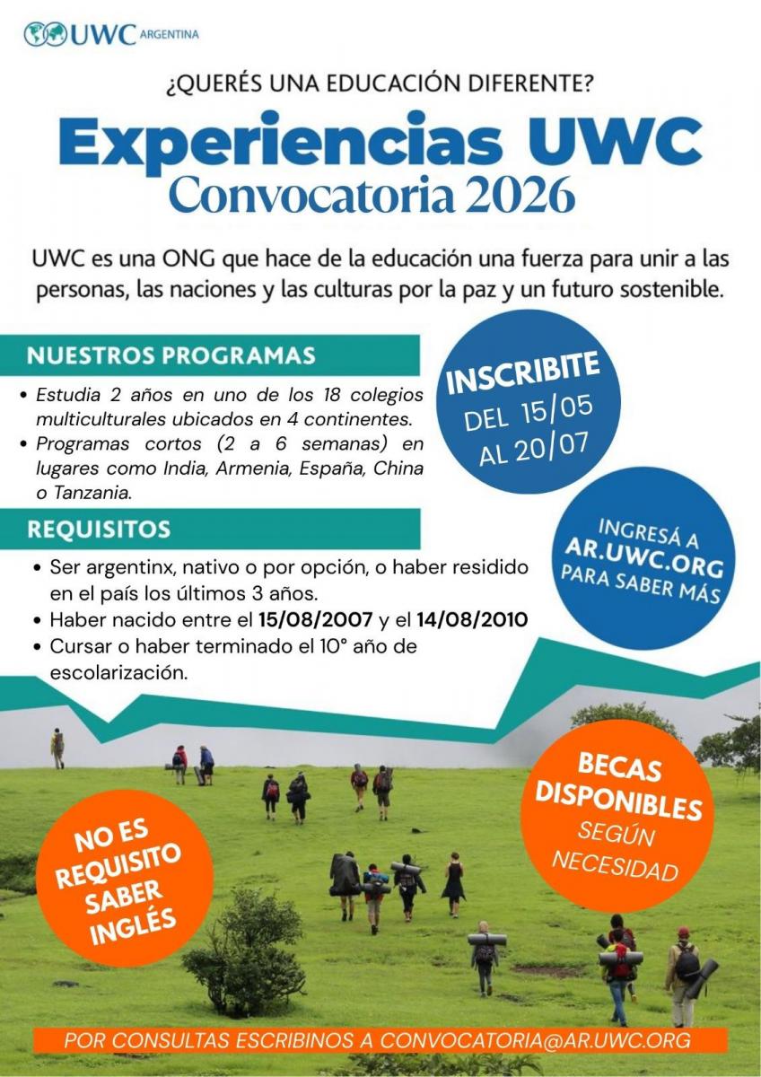 BECA INTERNACIONAL. Ya abrió la convocatoria 2026 para nuevos aspirantes. No es necesario saber inglés para postularse. / UWC