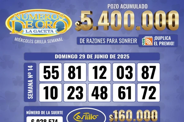 Los Números de Oro de LA GACETA del domingo 29 de junio de 2025