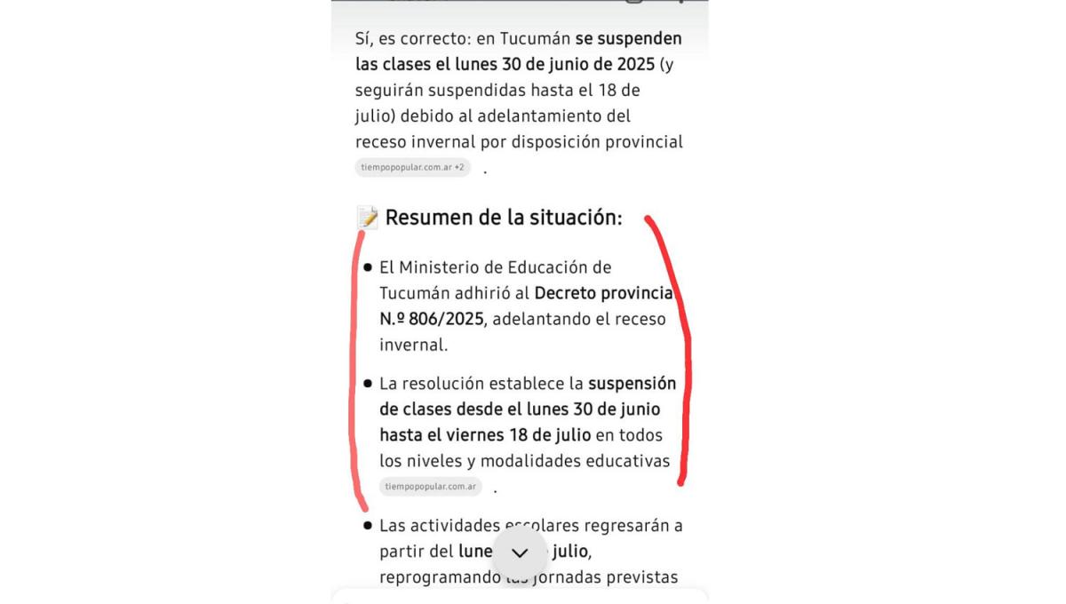 Es falso que la provincia decidió adelantar las vacaciones de invierno debido a la ola de frío